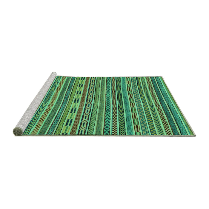 Sideview of Machine Washable Abstract Turquoise Modern Area Rugs, wshabs2310turq