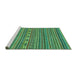 Sideview of Machine Washable Abstract Turquoise Modern Area Rugs, wshabs2310turq