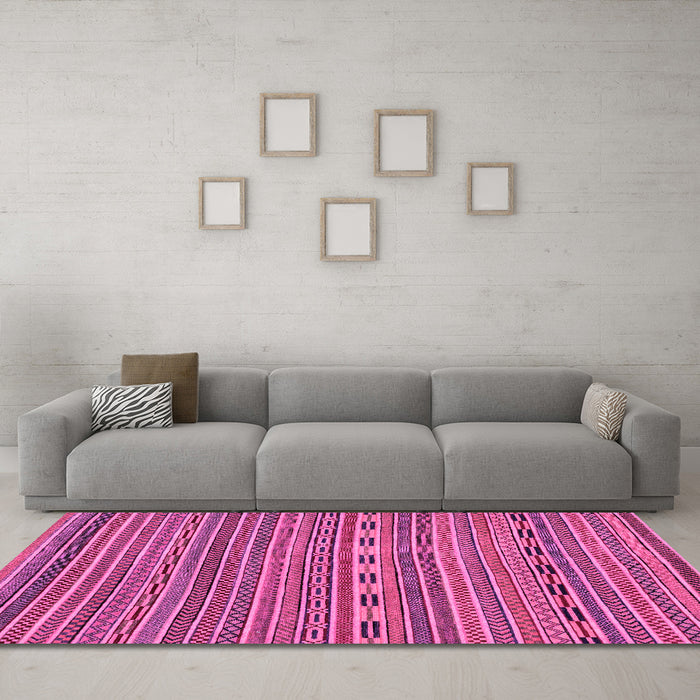 Machine Washable Abstract Pink Modern Rug in a Living Room, wshabs2310pnk