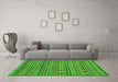 Machine Washable Abstract Green Modern Area Rugs in a Living Room,, wshabs2310grn