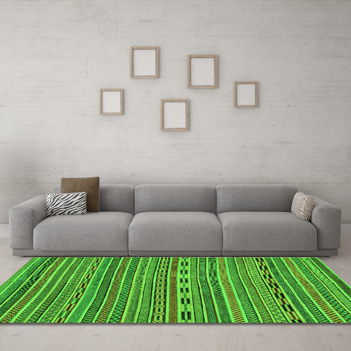 Machine Washable Abstract Green Modern Area Rugs in a Living Room,, wshabs2310grn