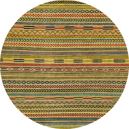 Round Machine Washable Abstract Gold Rug, wshabs2310