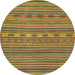 Round Machine Washable Abstract Gold Rug, wshabs2310