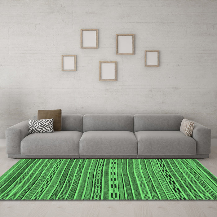Machine Washable Abstract Emerald Green Modern Area Rugs in a Living Room,, wshabs2310emgrn