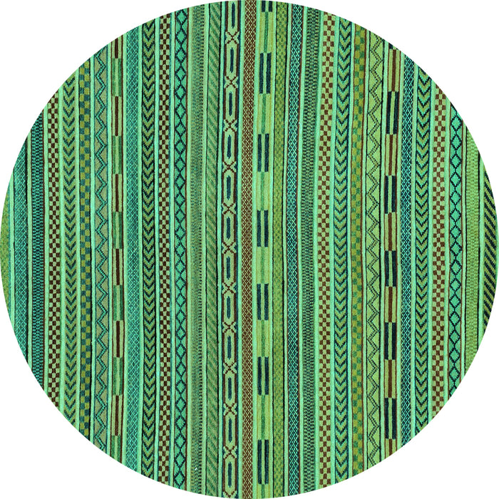 Round Machine Washable Abstract Turquoise Modern Area Rugs, wshabs2310turq