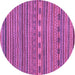 Round Machine Washable Abstract Purple Modern Area Rugs, wshabs2310pur