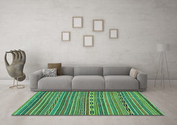 Machine Washable Abstract Turquoise Modern Area Rugs in a Living Room,, wshabs2310turq