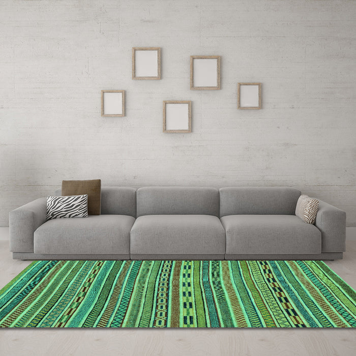 Machine Washable Abstract Turquoise Modern Area Rugs in a Living Room,, wshabs2310turq