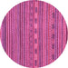 Round Machine Washable Abstract Pink Modern Rug, wshabs2310pnk