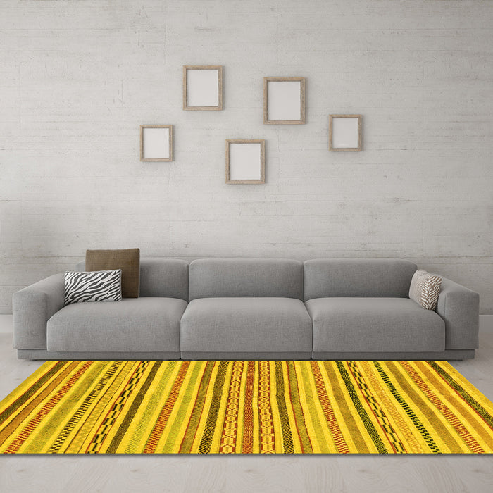 Machine Washable Abstract Yellow Modern Rug in a Living Room, wshabs2311yw