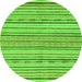 Round Machine Washable Abstract Green Modern Area Rugs, wshabs2311grn