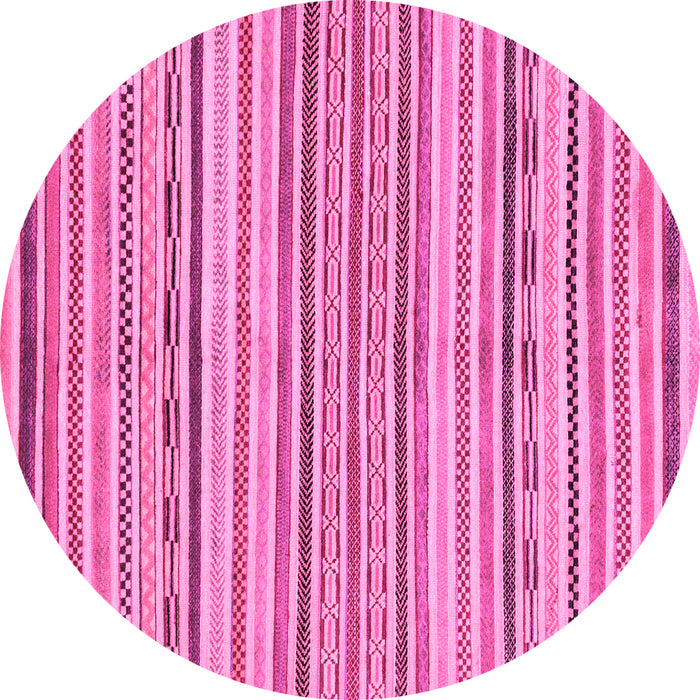 Round Machine Washable Abstract Pink Modern Rug, wshabs2311pnk