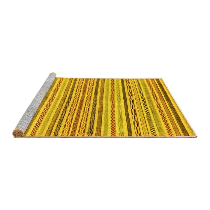 Sideview of Machine Washable Abstract Yellow Modern Rug, wshabs2311yw