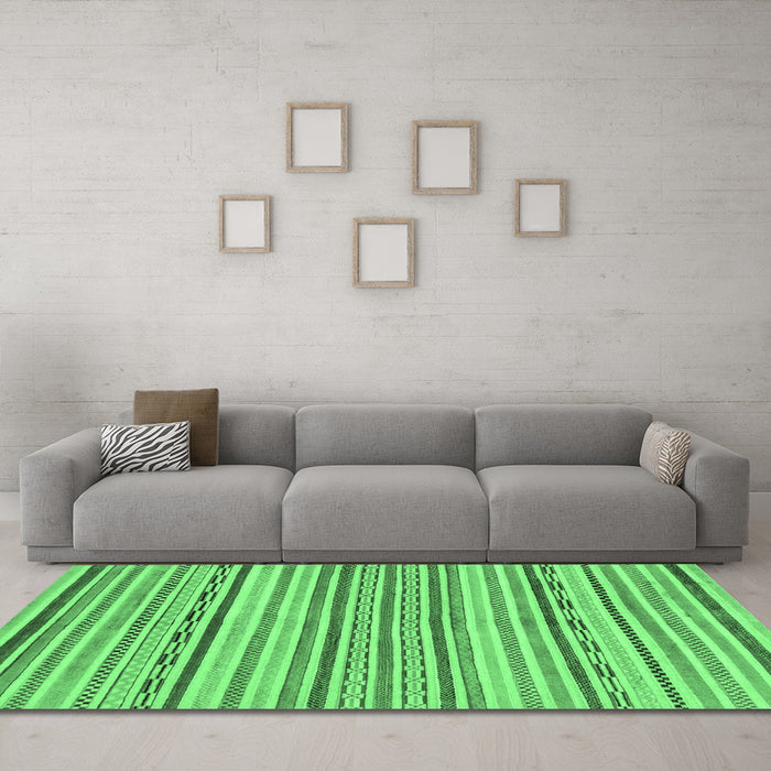 Machine Washable Abstract Emerald Green Modern Area Rugs in a Living Room,, wshabs2311emgrn