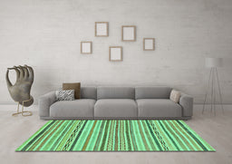 Machine Washable Abstract Turquoise Modern Area Rugs in a Living Room,, wshabs2311turq