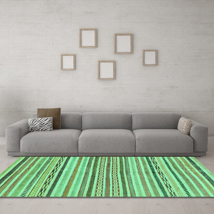 Machine Washable Abstract Turquoise Modern Area Rugs in a Living Room,, wshabs2311turq
