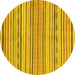 Round Machine Washable Abstract Yellow Modern Rug, wshabs2311yw