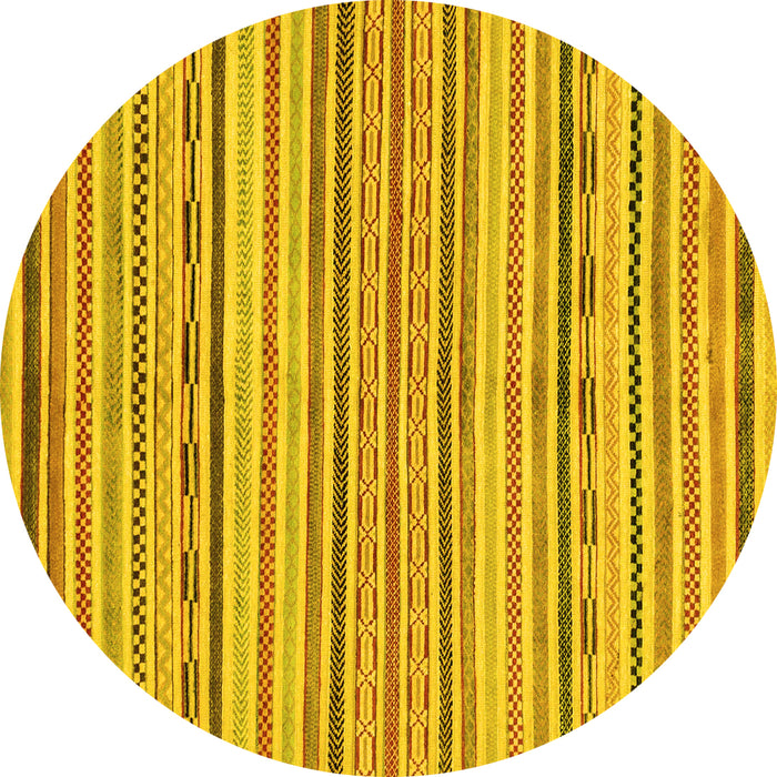 Round Abstract Yellow Modern Rug, abs2311yw