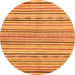 Round Machine Washable Abstract Orange Modern Area Rugs, wshabs2311org