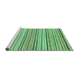 Sideview of Machine Washable Abstract Turquoise Modern Area Rugs, wshabs2311turq