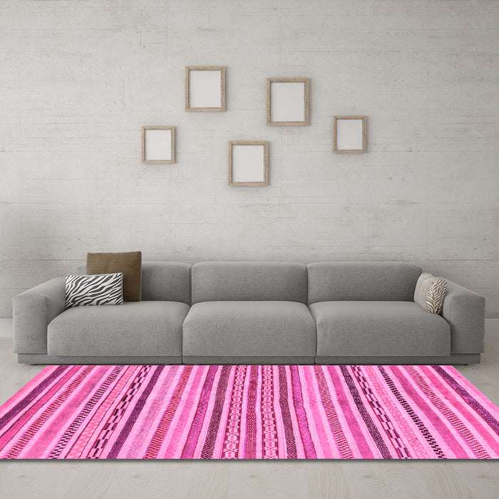 Machine Washable Abstract Pink Modern Rug in a Living Room, wshabs2311pnk