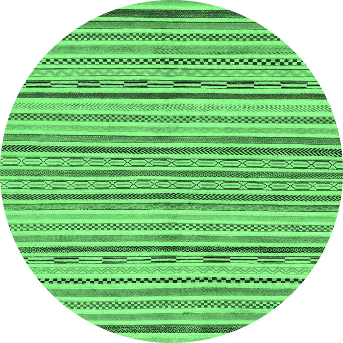Round Machine Washable Abstract Emerald Green Modern Area Rugs, wshabs2311emgrn