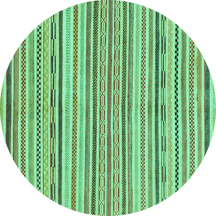 Round Machine Washable Abstract Turquoise Modern Area Rugs, wshabs2311turq