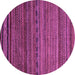 Round Machine Washable Oriental Purple Modern Area Rugs, wshabs2312pur