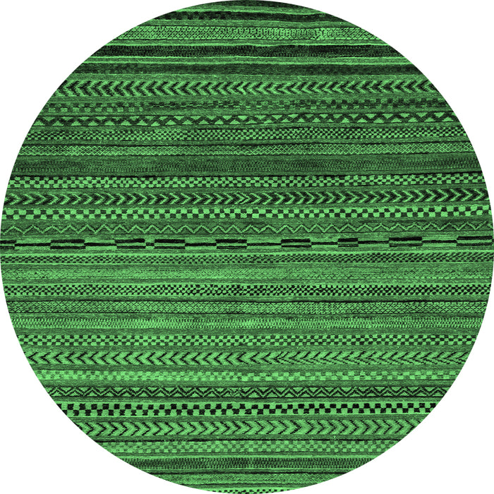 Round Machine Washable Oriental Emerald Green Modern Area Rugs, wshabs2312emgrn
