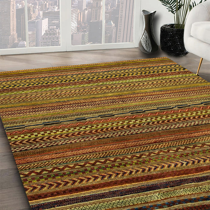 Abstract Red Brown Oriental Rug in Family Room, abs2312
