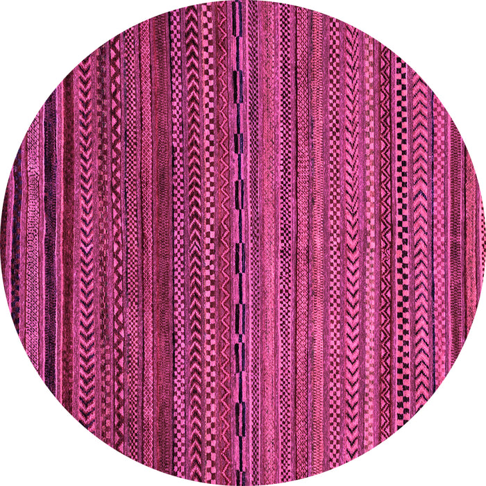Round Machine Washable Oriental Pink Modern Rug, wshabs2312pnk