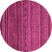 Round Machine Washable Oriental Pink Modern Rug, wshabs2312pnk