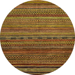 Round Abstract Red Brown Oriental Rug, abs2312