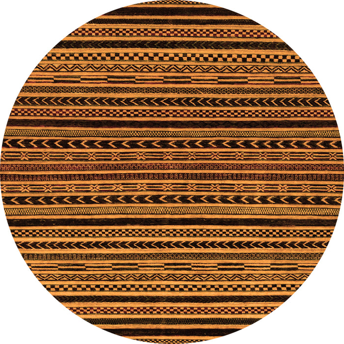 Round Machine Washable Oriental Orange Modern Area Rugs, wshabs2313org