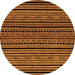 Round Machine Washable Oriental Orange Modern Area Rugs, wshabs2313org