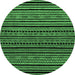 Round Machine Washable Oriental Emerald Green Modern Area Rugs, wshabs2313emgrn