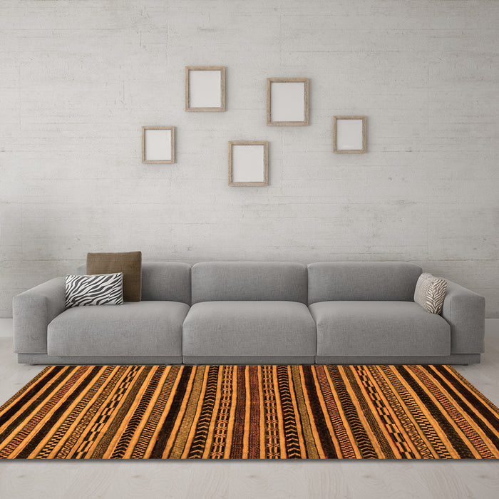 Machine Washable Oriental Orange Modern Area Rugs in a Living Room, wshabs2313org