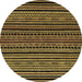 Round Abstract Orange Gold Oriental Rug, abs2313