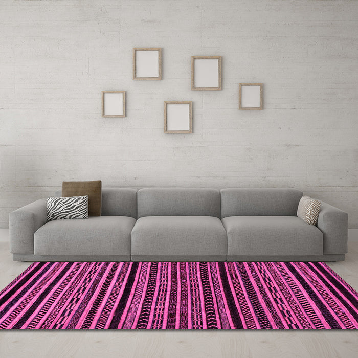Machine Washable Oriental Pink Modern Rug in a Living Room, wshabs2313pnk