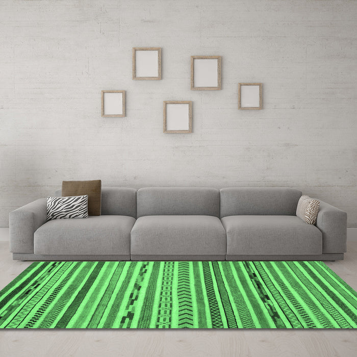 Machine Washable Oriental Emerald Green Modern Area Rugs in a Living Room,, wshabs2314emgrn