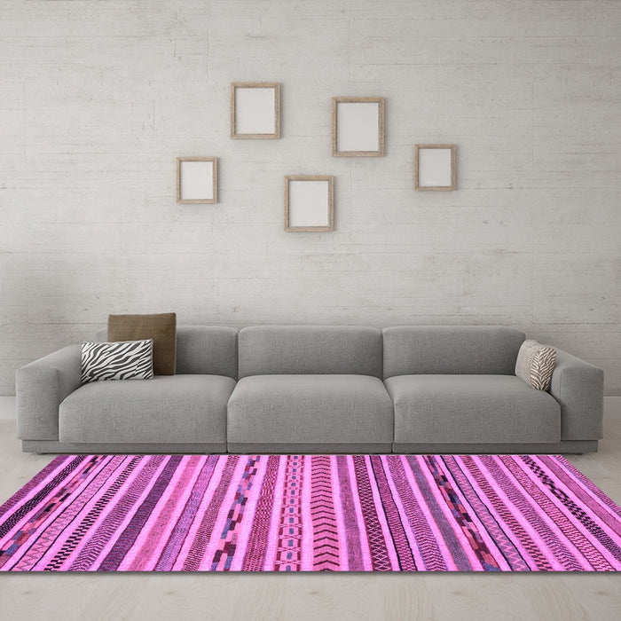 Machine Washable Oriental Purple Modern Area Rugs in a Living Room, wshabs2314pur
