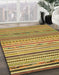 Abstract Golden Brown Yellow Oriental Rug in Family Room, abs2314