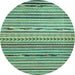 Round Oriental Light Blue Modern Rug, abs2314lblu