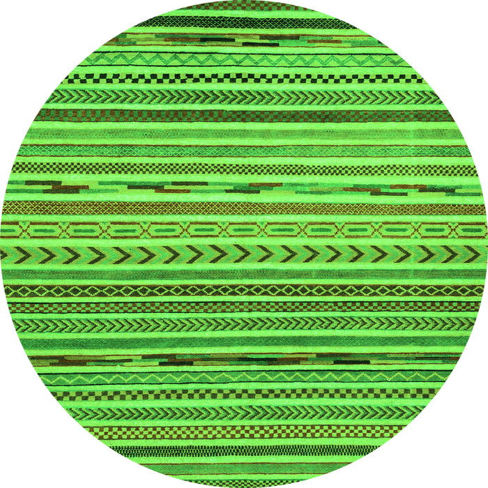 Round Machine Washable Oriental Green Modern Area Rugs, wshabs2314grn