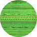 Round Machine Washable Oriental Green Modern Area Rugs, wshabs2314grn