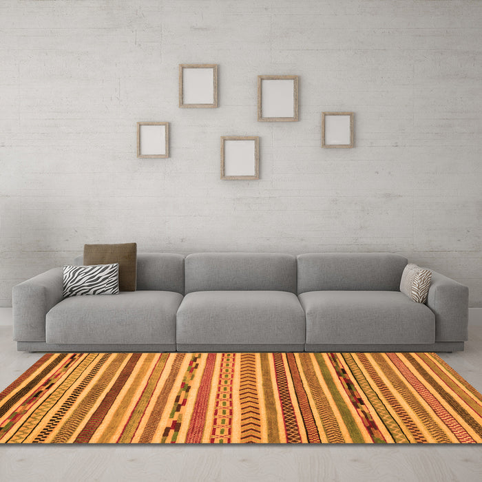 Machine Washable Oriental Orange Modern Area Rugs in a Living Room, wshabs2314org