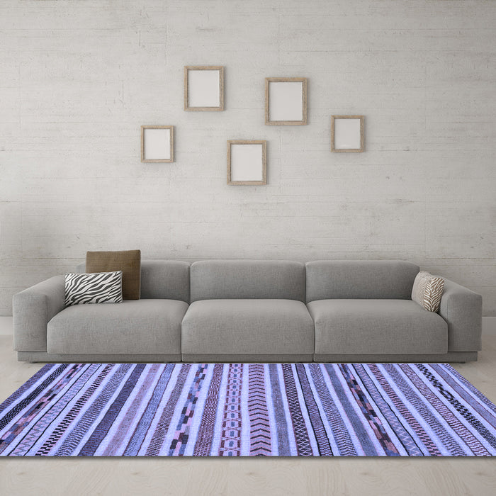 Machine Washable Oriental Blue Modern Rug in a Living Room, wshabs2314blu