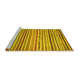 Sideview of Machine Washable Oriental Yellow Modern Rug, wshabs2314yw