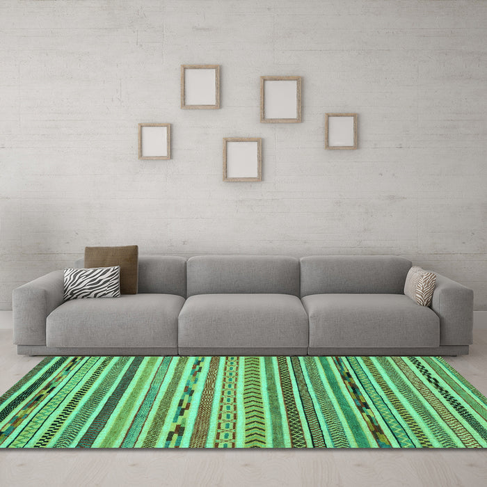 Machine Washable Oriental Turquoise Modern Area Rugs in a Living Room,, wshabs2314turq