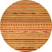 Round Machine Washable Oriental Orange Modern Area Rugs, wshabs2314org